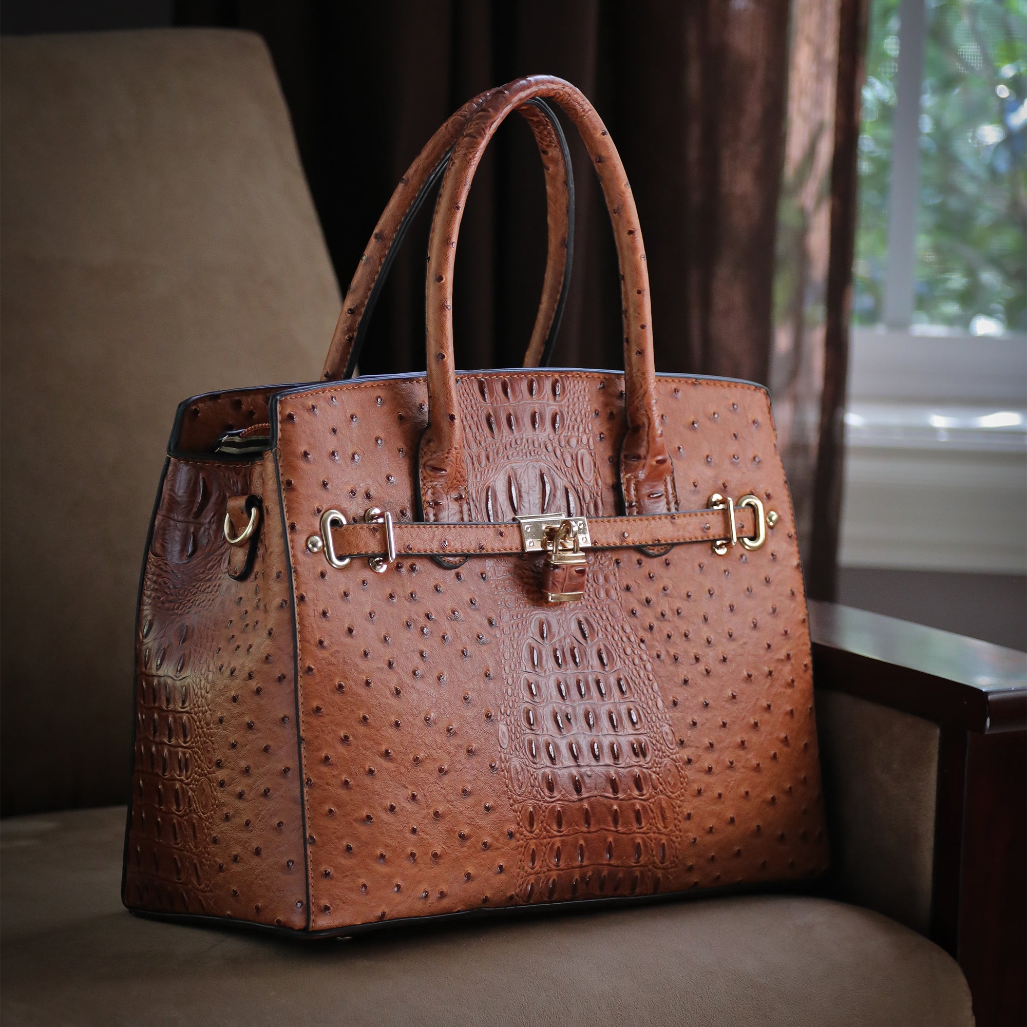 The Harlow Tote-Ostrich Embossing